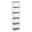Furinno Rata 6-Tier Flat Base Shelf Display Rack Narrow in French Oak Grey