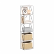 Furinno Rata 6-Tier Flat Base Shelf Display Rack Narrow in Marble White