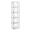 Furinno Rata 6-Tier Flat Base Shelf Display Rack Narrow in Marble White