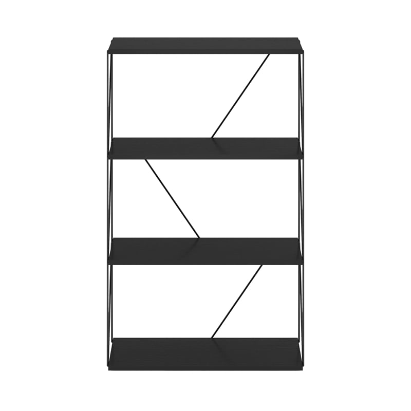 Furinno Rata 4-Tier Flat Base Shelf Display Rack in Americano