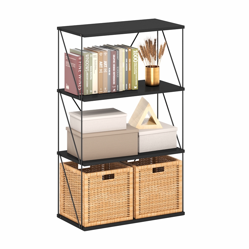 Furinno Rata 4-Tier Flat Base Shelf Display Rack in Americano