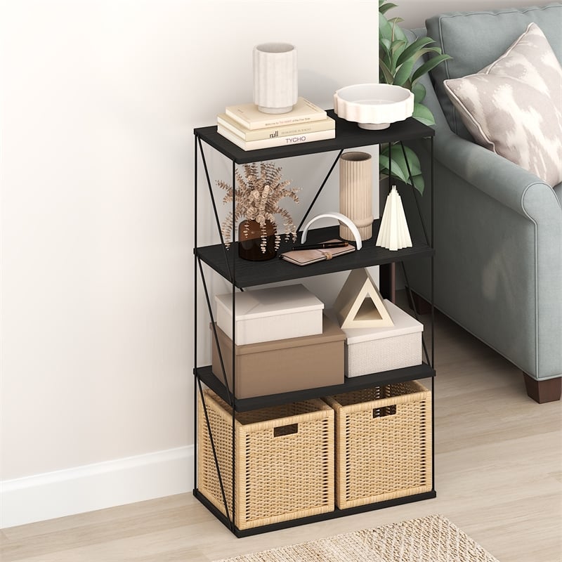 Furinno Rata 4-Tier Flat Base Shelf Display Rack in Americano