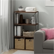 Furinno Rata 4-Tier Flat Base Shelf Display Rack in Columbia Walnut