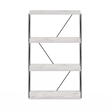 Furinno Rata 4-Tier Flat Base Shelf Display Rack in Marble White