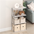 Furinno Rata 4-Tier Flat Base Shelf Display Rack in Marble White
