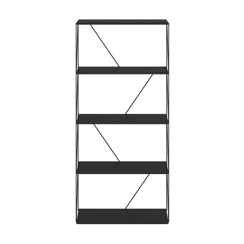 Furinno Rata 5-Tier Flat Base Shelf Display Rack Wide in Americano