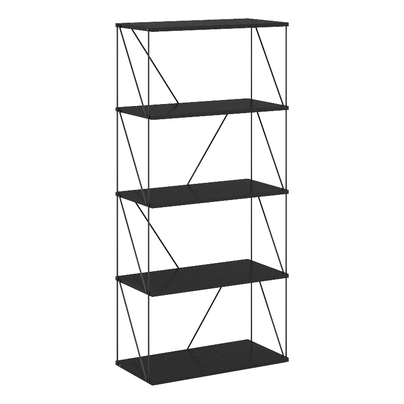 Furinno Rata 5-Tier Flat Base Shelf Display Rack Wide in Americano