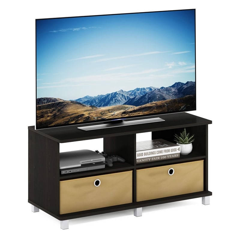 Furinno ANDREY Entertainment Center with Bin Drawers in Dark Espresso