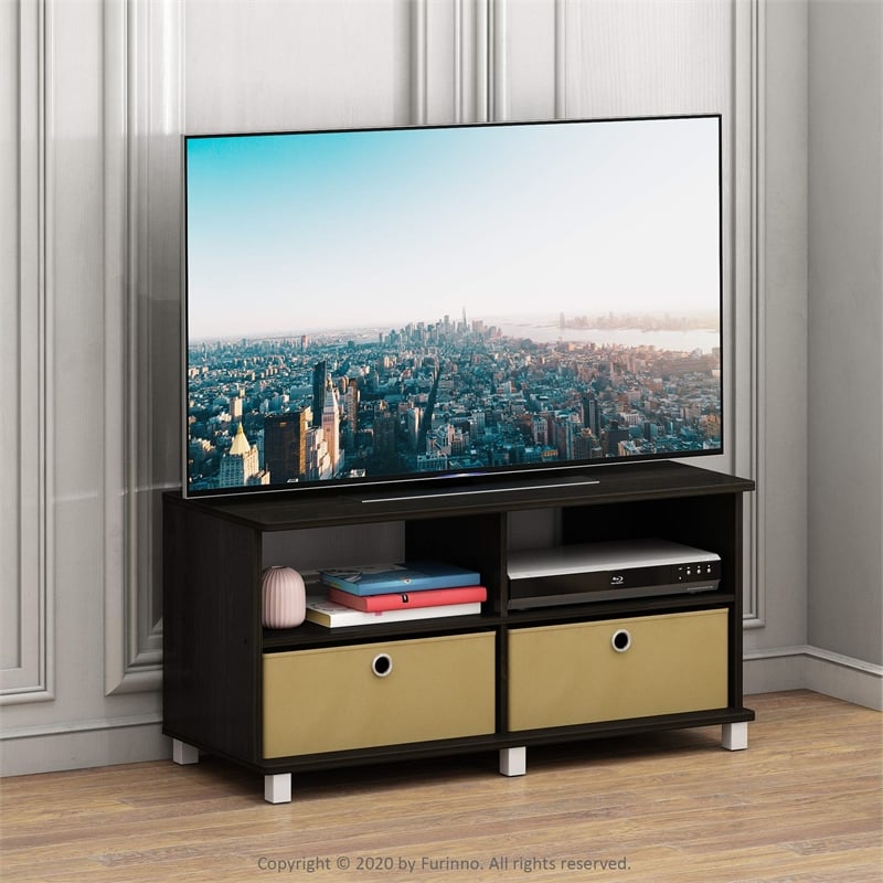 Furinno ANDREY Entertainment Center with Bin Drawers in Dark Espresso