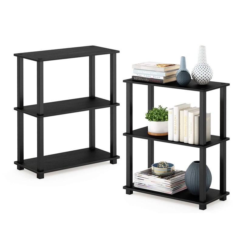 Furinno TURN-S-TUBE 3-Tier Shelf Display Rack in Americano Set of 2
