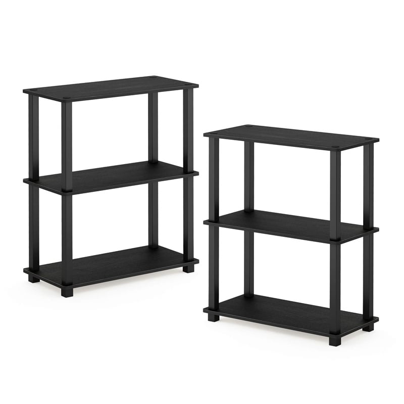 Furinno TURN-S-TUBE 3-Tier Shelf Display Rack in Americano Set of 2