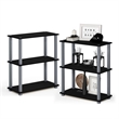 Furinno TURN-S-TUBE 3-Tier Shelf Display Rack in Black Set of 2