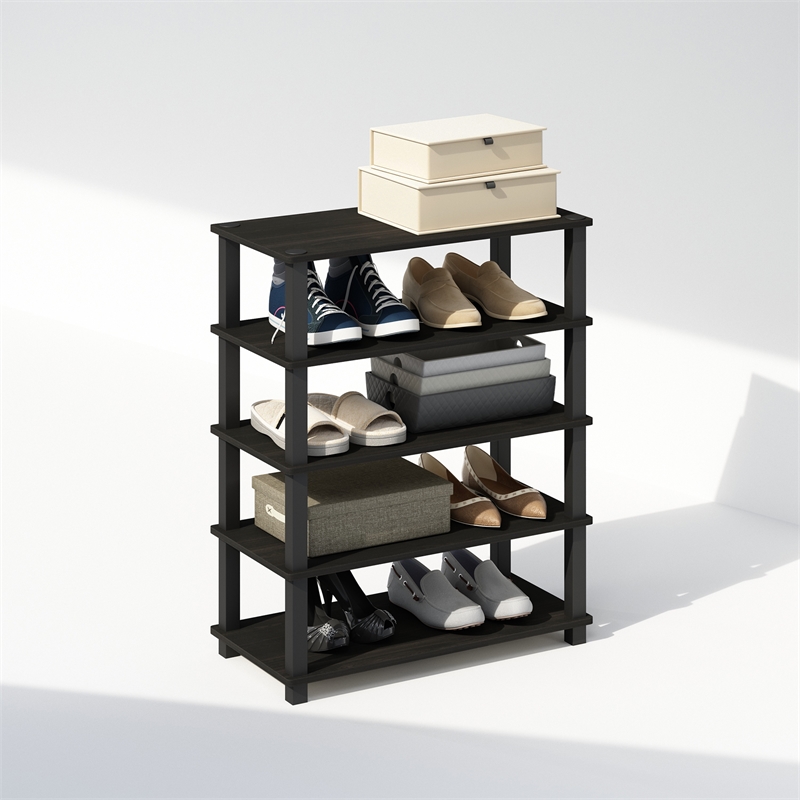 Furinno TURN-S-TUBE 3-Tier Stackable Shoe Rack in Espresso Set of 2