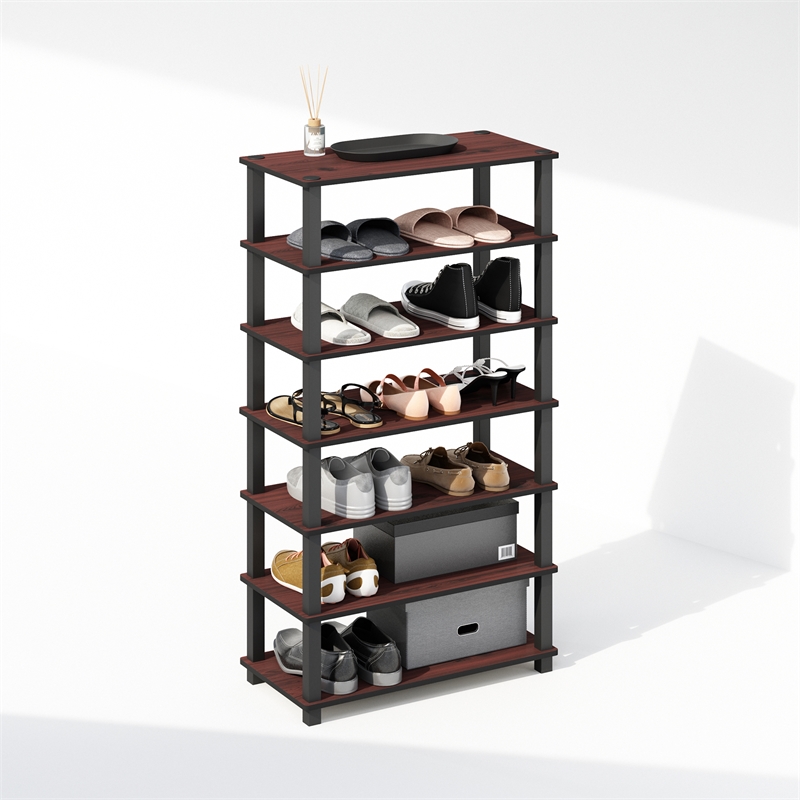 Furinno TURN-S-TUBE 4-Tier Shoe Rack in Dark Cherry Set of 2