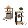 Furinno JUST 3-Tier USB Type-C Charging Port End Table in Flagstaff Oak Set of 2