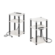Furinno JUST 3-Tier USB Type-C Charging Port End Table in Marble White Set of 2