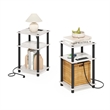 Furinno JUST 3-Tier USB Type-C Charging Port End Table in Marble White Set of 2