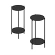Furinno Besi 2-Tier End Table with Sturdy Metal Legs in Americano Set of 2
