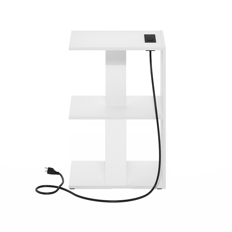 Furinno Boyate Sofa End Table with USB Type-C Charging Port in White