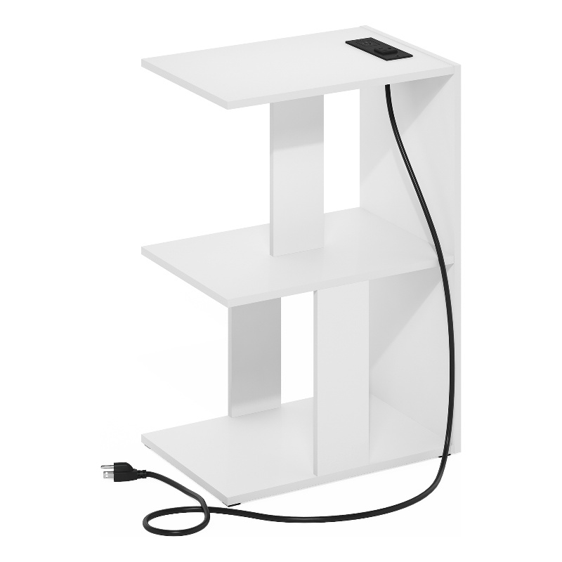 Furinno Boyate Sofa End Table with USB Type-C Charging Port in White
