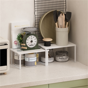 Furinno Ravel Stackable Kitchen Counter Shelves in Set of 2 White