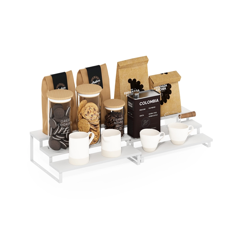 Furinno Ravel 3-Tier Nestable Spice Rack Organizer in Set of 2 White