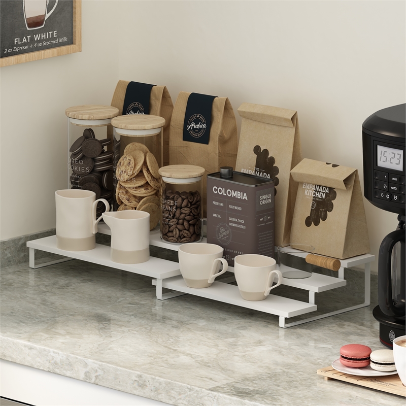 Furinno Ravel 3-Tier Nestable Spice Rack Organizer in Set of 2 White