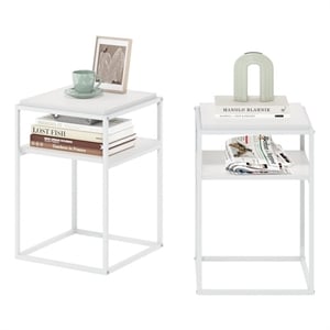 Furinno MORETTI 2-Tier Lifestyle Stackable Shelf in Solid White Set of 2