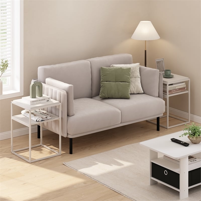 Furinno MORETTI 2-Tier Lifestyle Stackable Shelf in Solid White Set of 2