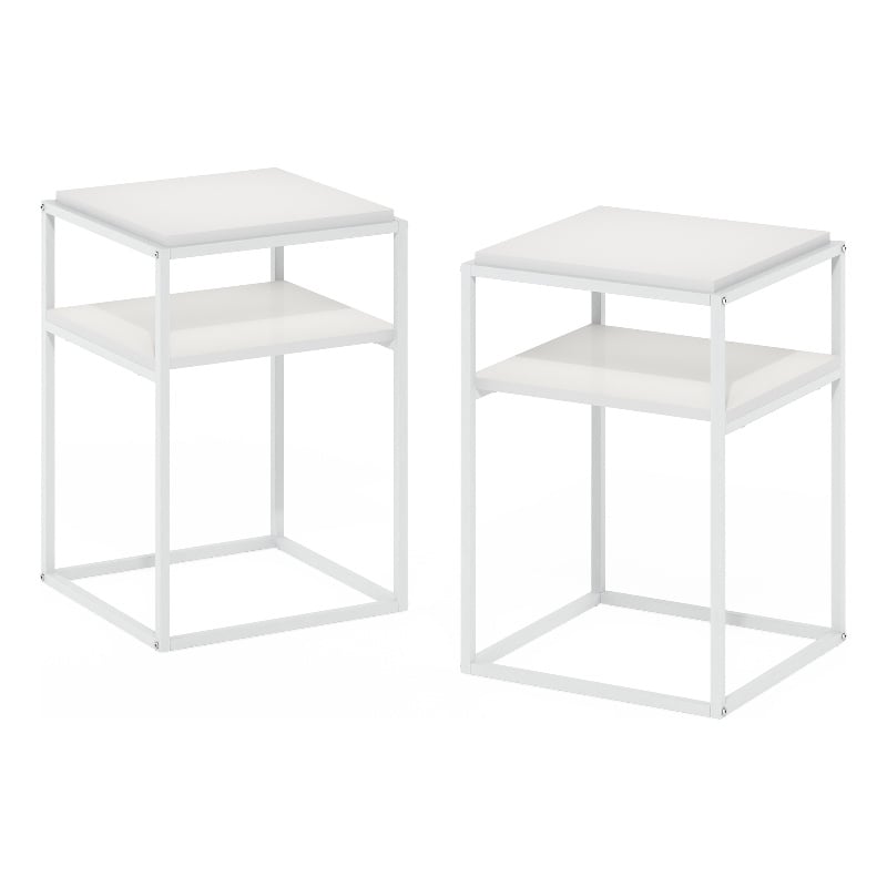 Furinno MORETTI 2-Tier Lifestyle Stackable Shelf in Solid White Set of 2