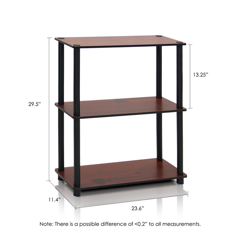 Furinno TURN-N-TUBE 3-Tier Shelf Display Rack in Dark Cherry Set of 2