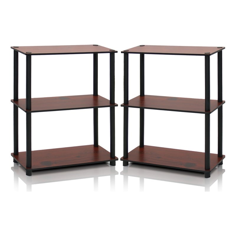Furinno TURN-N-TUBE 3-Tier Shelf Display Rack in Dark Cherry Set of 2