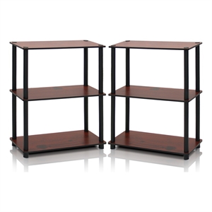 Furinno TURN-N-TUBE 3-Tier Shelf Display Rack in Dark Cherry Set of 2