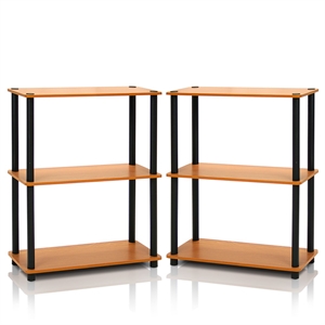 Furinno TURN-N-TUBE 3-Tier Shelf Display Rack in Light Cherry Set of 2