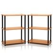 Furinno TURN-N-TUBE 3-Tier Shelf Display Rack in Light Cherry Set of 2
