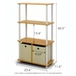 Furinno Go Green 4-Tier Storage Rack Shelving Unit w/Bins in Set of 2