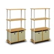 Furinno Go Green 4-Tier Storage Rack Shelving Unit w/Bins in Set of 2