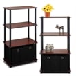 Furinno Go Green 4-Tier Storage Rack Shelving Unit w/Bins in Set of 2