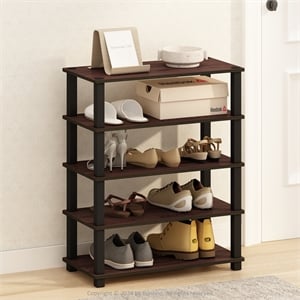 Furinno TURN-S-TUBE 3-Tier Stackable Shoe Rack in Dark Cherry Set of 2