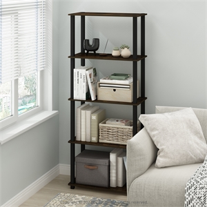 Furinno TURN-S-TUBE 3-Tier Shelf Display Rack in Amber Pine Set of 2