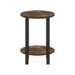 Furinno TURN-N-TUBE 2-Tier Round Wooden End Table in Amber Pine
