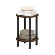 Furinno TURN-N-TUBE 2-Tier Round Wooden End Table in Amber Pine