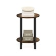 Furinno TURN-N-TUBE 2-Tier Round Wooden End Table in Amber Pine