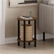 Furinno TURN-N-TUBE 2-Tier Round Wooden End Table in Amber Pine