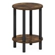 Furinno TURN-N-TUBE 2-Tier Round Wooden End Table in Amber Pine
