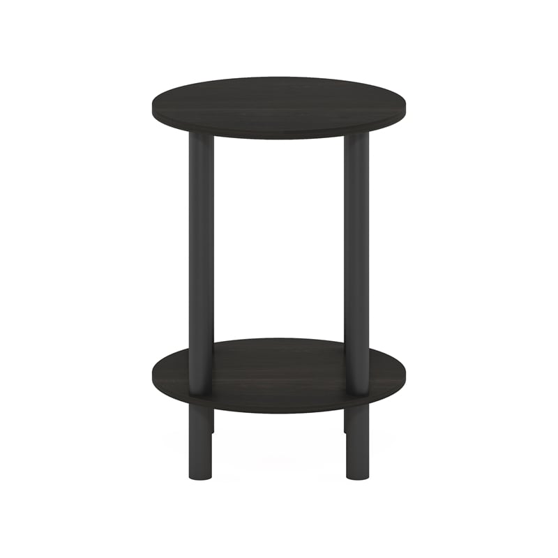 Furinno TURN-N-TUBE 2-Tier Round Wooden End Table in Espresso