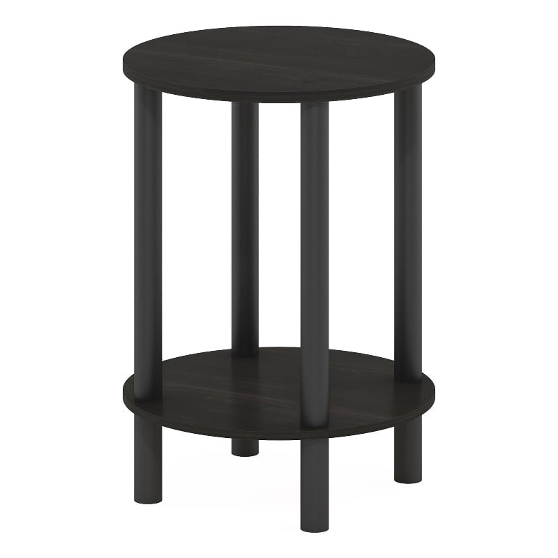 Furinno TURN-N-TUBE 2-Tier Round Wooden End Table in Espresso