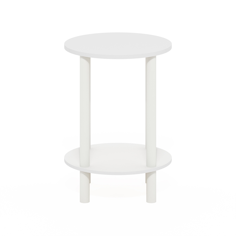 Furinno TURN-N-TUBE 2-Tier Round Wooden End Table in White