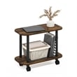 Furinno TURN-N-TUBE Oval End Table with Casters in Amber Pine