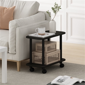 Furinno TURN-N-TUBE Oval End Table with Casters in Espresso